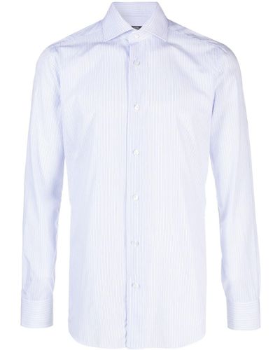 Barba Napoli Pinstripe Cotton Shirt - White