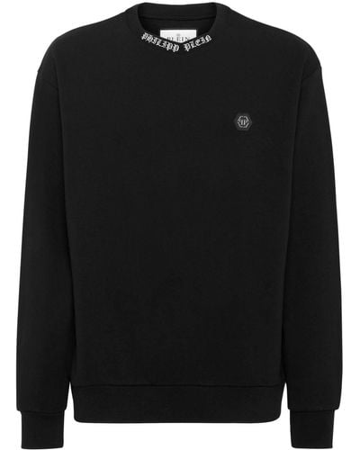 Philipp Plein Logo-embroidered Crew-neck Sweatshirt - Black