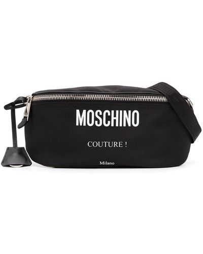 Moschino モスキーノ ロゴ ベルトバッグ - ブラック