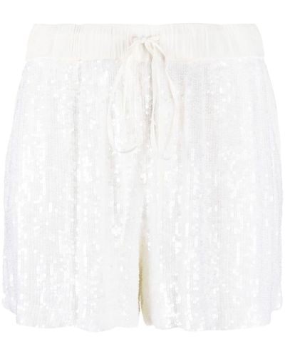 P.A.R.O.S.H. Shorts con cordones y lentejuelas - Blanco