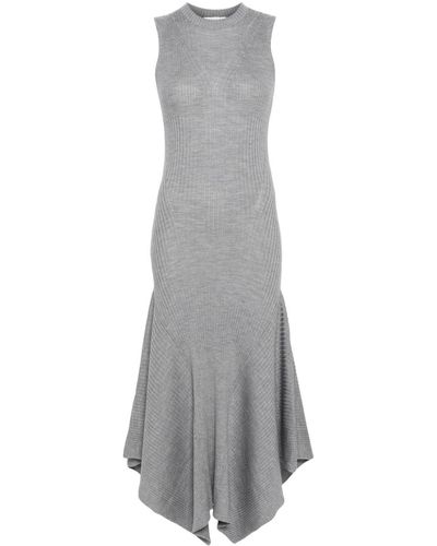Ami Paris Ribbed-knit Merino Dress - Gray