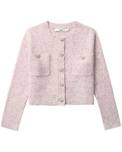 B+ AB Mélange-effect Knitted Cardigan - Pink