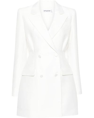 Self-Portrait Peak-lapels Blazer Dress - White