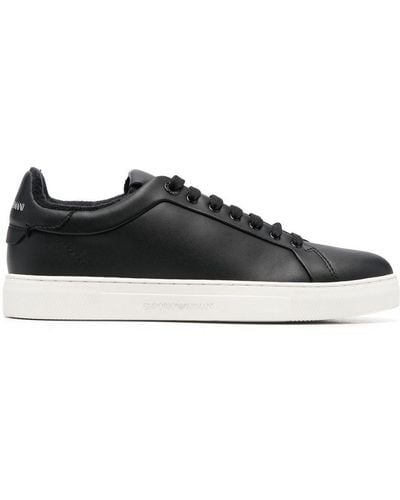 Emporio Armani Leather Sneakers - Black