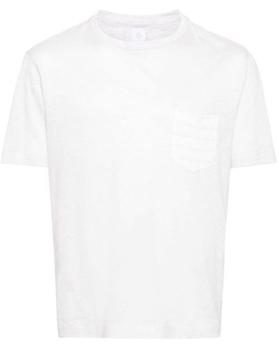 Eleventy T-shirt Met Opgestikte Zak - Wit