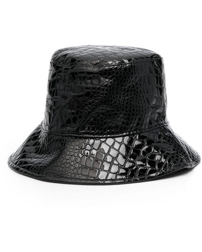 Pinko Cappello bucket con effetto coccodrillo - Nero