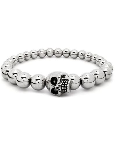 Alexander McQueen Skull-charm Beaded Bracelet - White