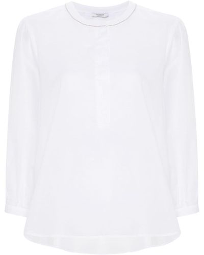 Peserico Blusa de gasa con cuentas - Blanco