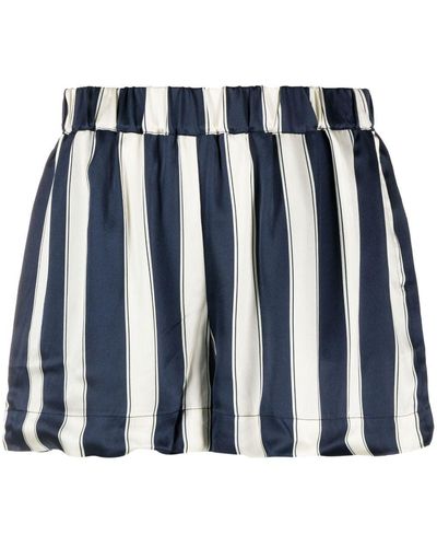 Asceno London Striped Silk Shorts - Blue