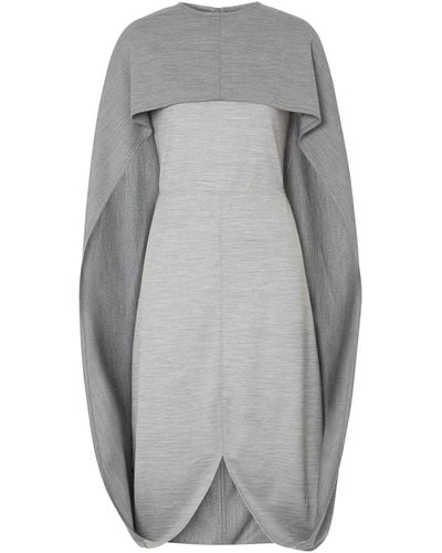 Burberry Cape Detail Dress - Gray