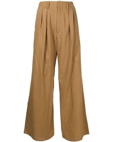 Izzue High-waisted Wide-leg Pants - Natural