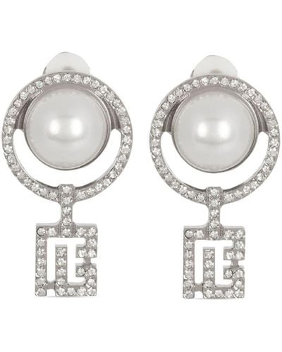 Balmain Art Deco Clip-on Earrings - White