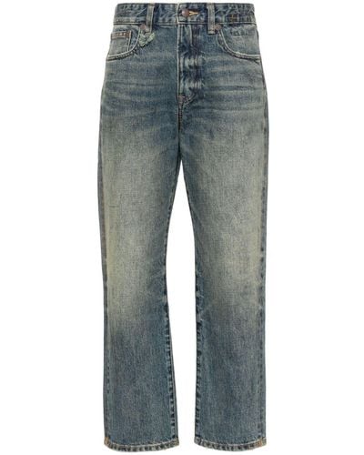 R13 Distressed-Jeans mit Farbklecksen - Blau
