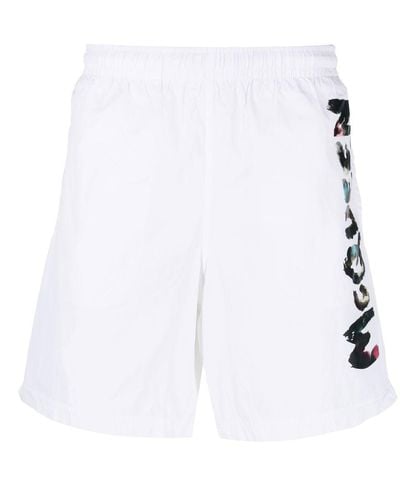 Alexander McQueen Logo-print Swim Shorts - White