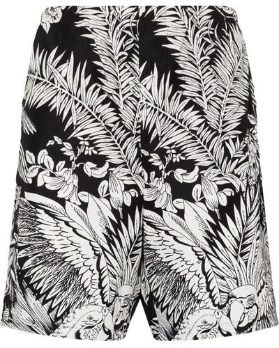 Palm Angels Jungle Parrots Swim Shorts - Gray