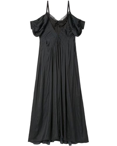 AZ FACTORY Off-shoulder Lace-panel Dress - Black