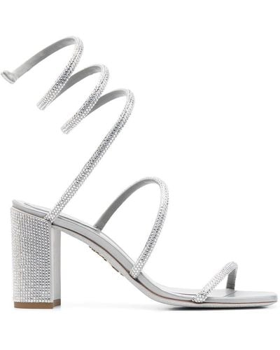 Rene Caovilla 85mm Rhinestone-embellished Sandals - White