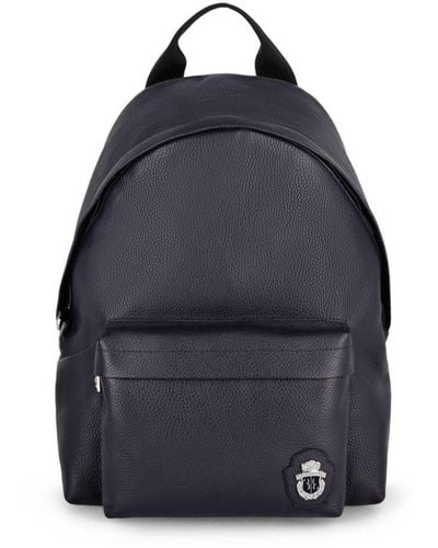Billionaire Crest Leather Backpack - Blue