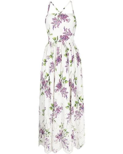 Elie Saab Cady Floral-print Midi Dress - White
