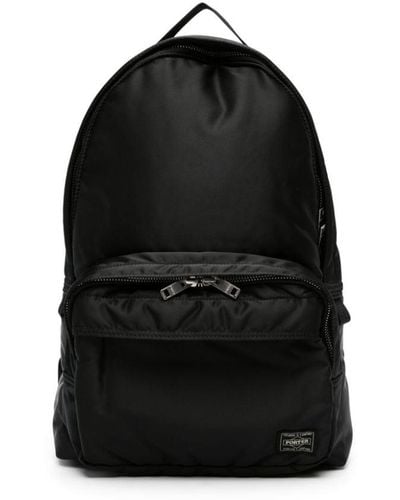 Porter-Yoshida and Co Logo-patch Canvas Backpack - Black