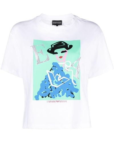 Emporio Armani T-Shirt mit grafischem Print - Blau