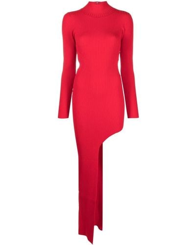 David Koma Vestido de fiesta asimétrico con aberturas - Rojo