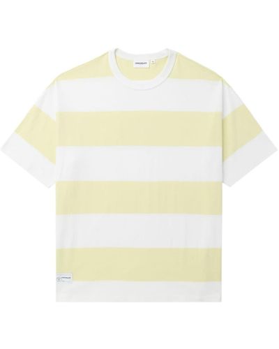 Chocoolate Logo-patch Striped Cotton T-shirt - Yellow