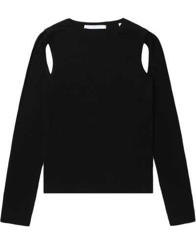 Helmut Lang Fein gestrickter Pullover mit Cut-Out - Schwarz