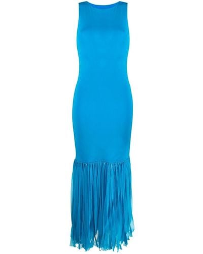 Prabal Gurung Abendkleid mit Fransensaum - Blau