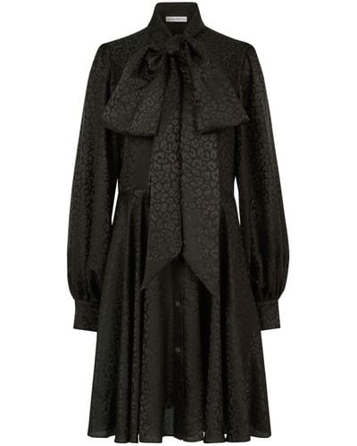 Nina Ricci Leopard-print Pussy-bow Minidress - Black