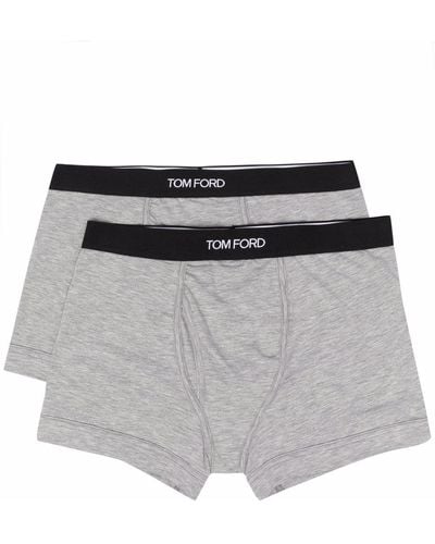 Tom Ford Logo-waistband Boxer Briefs (pack Of 2) - Gray