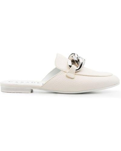 Casadei Chain-detail Leather Slippers - White