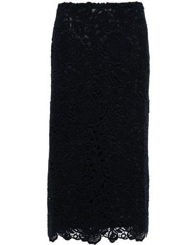 Valentino Garavani Guipure-lace Midi Skirt - Black