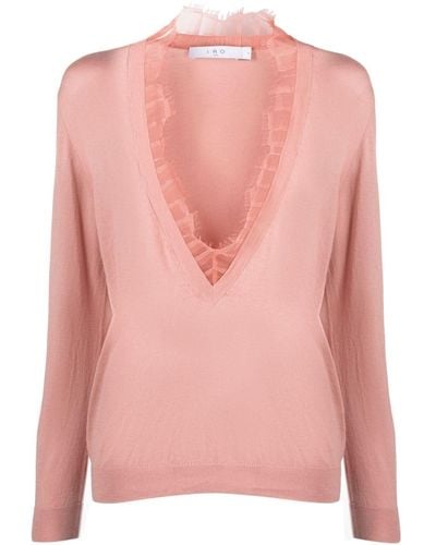 IRO Jayden Lace-trim Fine-knit Jumper - Pink