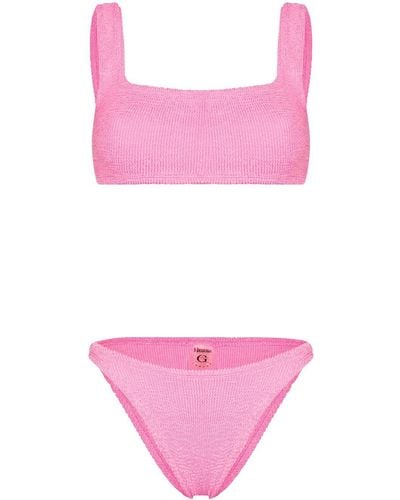 Hunza G Conjunto de bikini con efecto arrugado - Rosa