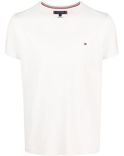 Tommy Hilfiger Logo-embroidered Cotton T-shirt - White