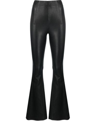 Amiri High-waisted Leather Flared Pants - Black