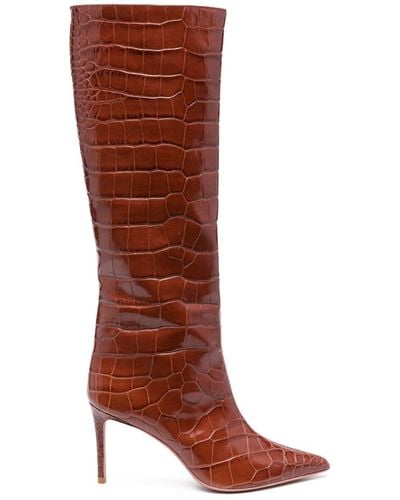 Giuliano Galiano Lara 80mm Crocodile-embossed Leather Boots - Brown