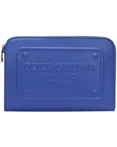 Dolce & Gabbana Leren Handschoenen - Blauw