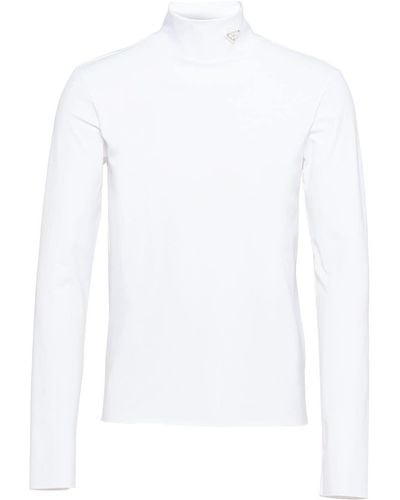 Prada Triangle-logo Roll-neck Top - White