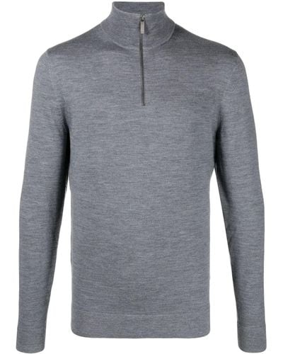 Calvin Klein Embroidered-logo Wool Jumper - Grey