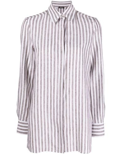 Kiton Vertical-stripe Long-sleeve Shirt - White