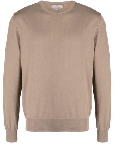 Canali Round-neck Knitted Jumper - Brown
