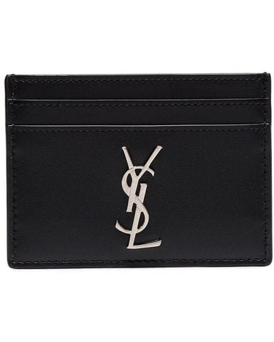 Saint Laurent Cassandre Leather Card Case - Black