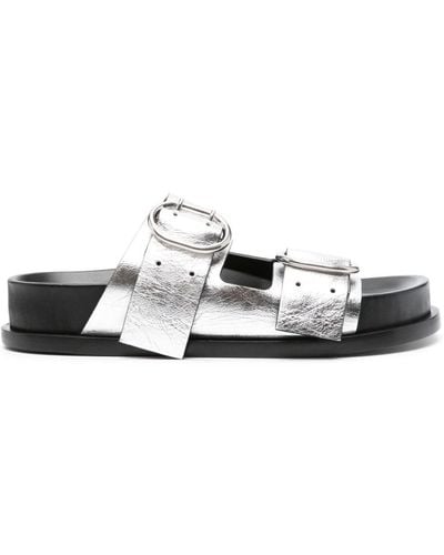 Jil Sander Double-buckle Leather Sandals - White