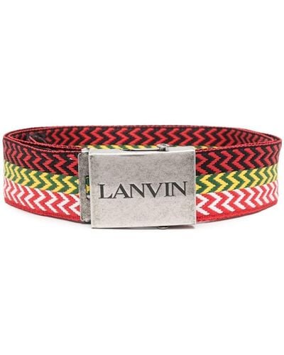 Lanvin Logo-buckle Striped Belt - Red