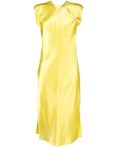 Forte Forte V-neck Midi Dress - Yellow