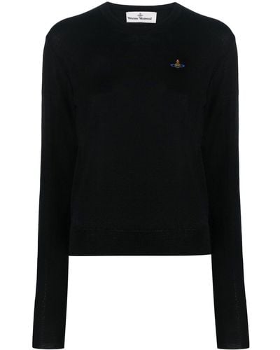 Vivienne Westwood Embroidered-motif Long-sleeve Top - Black