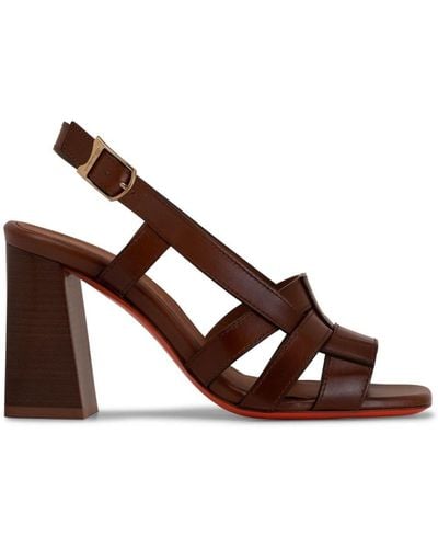 Santoni Venere 85mm Leather Sandals - Brown