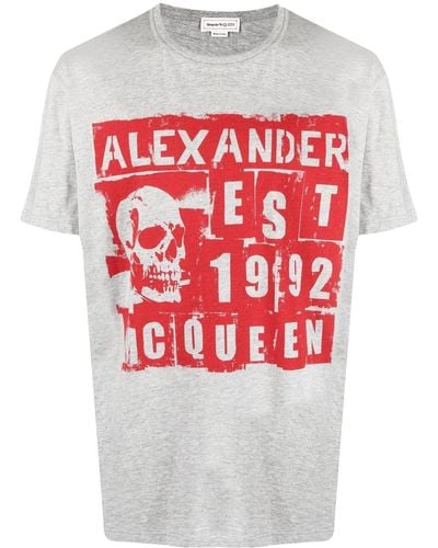 Alexander McQueen T-shirt Met Doodskopprint - Rood